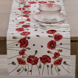 Pipacsos gobelin asztalterítő Natúr 40x100 cm +/-5%