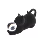 Moly velúr borítású dekoratív macska figura Fekete 26x11x12 cm