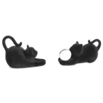 Moly velúr borítású dekoratív macska figura Fekete 26x11x12 cm