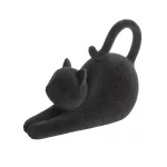 Moly velúr borítású dekoratív macska figura Fekete 23x10x17 cm