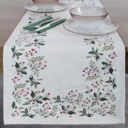   Karácsonyi gobelin terítő zsenília fonalból 1313 Natúr 45x140 cm - 5 cm