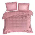 Egyszínű mikroszálas ágyneműhuzat fodros szegéllyel Rózsaszín 140x200 cm - 70x80 cm 1db