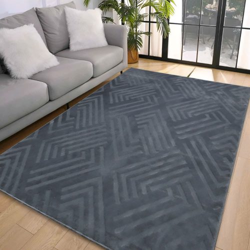 Den. Deluxy rombusz Antracit  Puha Szőnyeg 200x290cm-hátul gumis