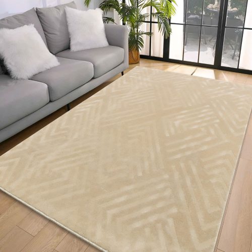 Den. Deluxy rombusz Bézs Puha Szőnyeg 200x290cm-hátul gumis