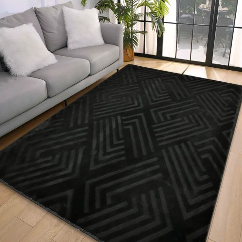 Den. Deluxy rombusz Fekete  Puha Szőnyeg 200x290cm-hátul gumis