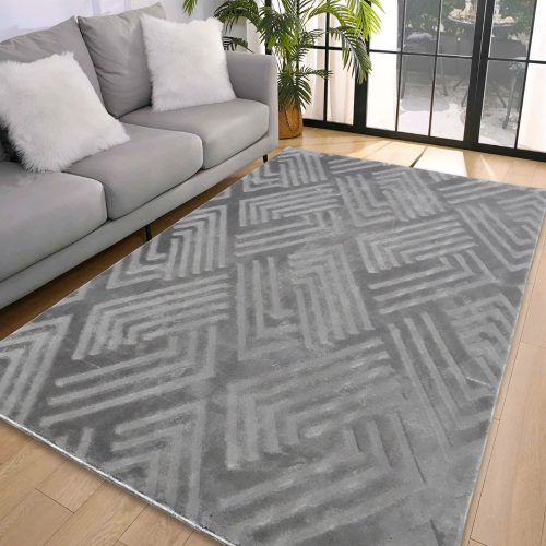 Den. Deluxy rombusz Szürke  Puha Szőnyeg 200x290cm-hátul gumis