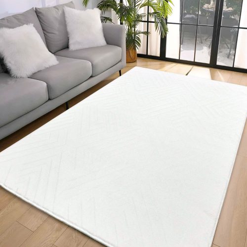 Den. Deluxy rombusz fehér  Puha Szőnyeg 200x290cm-hátul gumis