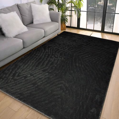 Den. Deluxy design Fekete  Puha Szőnyeg 200x290cm-hátul gumis