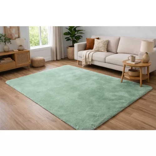 Den. Furlux zöld 60 x 220cm egyszínű extra puha shaggy szőnyeg