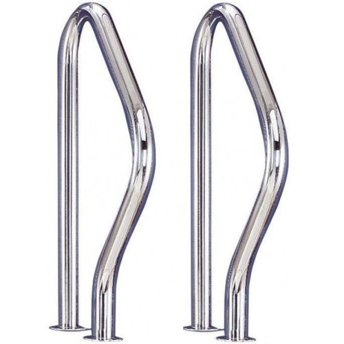 Medence korlát, AISI316L, 795 x 490 mm, ezüst, rozsdamentes acél, polírozott, karimás rögzítés, 1 pár
