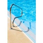 Medence korlát, AISI316L, 795 x 490 mm, ezüst, rozsdamentes acél, polírozott, karimás rögzítés, 1 pár