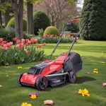 Akkumulátoros fűnyíró, Worcraft CLM-S20LiB ShareSYS, fekete/piros, vágásszélesség: 32 cm, 20 V Li-Ion, 6,0 Ah, 3500 fordulat/perc, 30 l gyűjtőkosár, akkumulátorral és töltővel