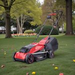 Akkumulátoros fűnyíró, Worcraft CLM-S20LiB ShareSYS, fekete/piros, vágásszélesség: 32 cm, 20 V Li-Ion, 6,0 Ah, 3500 fordulat/perc, 30 l gyűjtőkosár, akkumulátorral és töltővel