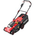 Akkumulátoros fűnyíró, Worcraft CLM-S40LiBL ShareSYS, fekete/piros, vágásszélesség: 43 cm, 2 x 20 V Li-Ion, 2 x 4,0 Ah, 45 l gyűjtőkosár, akkumulátorral és töltővel