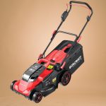 Akkumulátoros fűnyíró, Worcraft CLM-S40LiBL ShareSYS, fekete/piros, vágásszélesség: 43 cm, 2 x 20 V Li-Ion, 2 x 4,0 Ah, 45 l gyűjtőkosár, akkumulátorral és töltővel