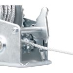 Csörlő, Strend Pro HW-100-400, ezüst, racsnis, kézi, 8 m acélkötél, 4,5 mm kötélátmérő, 400 kg teherbírás