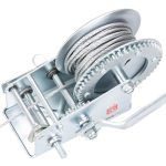 Csörlő, Strend Pro HW-100-1350, ezüst, racsnis, kézi, 10 m acélkötél, 5 mm kötélátmérő, 1350 kg teherbírás