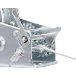 Csörlő, Strend Pro HW-100-1350, ezüst, racsnis, kézi, 10 m acélkötél, 5 mm kötélátmérő, 1350 kg teherbírás