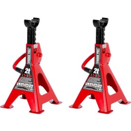   Emelőbak, Strend Pro T42001, piros, 2000 kg teherbírás, 28–43 cm állítható magasság, dupla reteszelés, öntöttvas tartórésszel, 2 db-os csomag