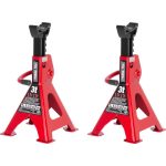 Emelőbak, Strend Pro T43001, piros, 3000 kg teherbírás, 28–43 cm állítható magasság, dupla reteszelés, öntöttvas tartórésszel, 2 db-os csomag