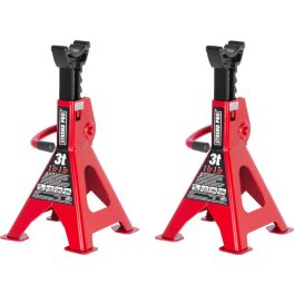   Emelőbak, Strend Pro T43001, piros, 3000 kg teherbírás, 28–43 cm állítható magasság, dupla reteszelés, öntöttvas tartórésszel, 2 db-os csomag