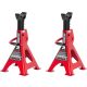 Emelőbak, Strend Pro T43001, piros, 3000 kg teherbírás, 28–43 cm állítható magasság, dupla reteszelés, öntöttvas tartórésszel, 2 db-os csomag