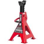 Emelőbak, Strend Pro T43001, piros, 3000 kg teherbírás, 28–43 cm állítható magasság, dupla reteszelés, öntöttvas tartórésszel, 2 db-os csomag