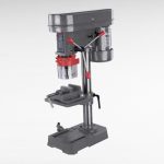 Állványos fúrógép, Worcraft DP03-13, ezüst, 350 W, 13 mm tokmány, 5 sebesség, 580–2650 fordulat/perc, satupaddal, 160 x 160 mm fúróasztal