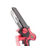 Akkumulátoros láncfűrész, Worcraft CHS-S20LiBP ShareSYS, piros/fekete, mini, 2-4 Ah 20V Li-Ion, vezetősín: 15 cm, 7,5 m/s láncsebesség, 40 ml olajtartály, akkumulátor és töltő nélkül