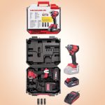 Akkumulátoros ütvecsavarozó, Worcraft CIW-S20LiBM-450 ShareSYS, fekete/piros, 450 Nm, 20 V Li-Ion, 4,0 Ah, akkumulátorral, töltővel, dugókulcsokkal, hordtáskában