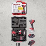 Akkumulátoros ütvecsavarozó, Worcraft CIW-S20LiBM-450 ShareSYS, fekete/piros, 450 Nm, 20 V Li-Ion, 4,0 Ah, akkumulátorral, töltővel, dugókulcsokkal, hordtáskában