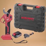 Akkumulátoros metszőolló, Worcraft CSC-S20LiBA ShareSYS, piros/fekete, 2 Ah 20 V Li-Ion, maximum 30 mm vastagság, LCD kijelző, akkumulátorral és töltővel, hordtáskában