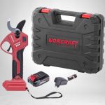 Akkumulátoros metszőolló, Worcraft CSC-S20LiBA ShareSYS, piros/fekete, 2 Ah 20 V Li-Ion, maximum 30 mm vastagság, LCD kijelző, akkumulátorral és töltővel, hordtáskában