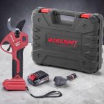 Akkumulátoros metszőolló, Worcraft CSC-S20LiBA ShareSYS, piros/fekete, 2 Ah 20 V Li-Ion, maximum 30 mm vastagság, LCD kijelző, akkumulátorral és töltővel, hordtáskában