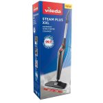 Felmosó, Vileda Steam Plus XXL, 400 ml, 40 cm fej, gőzölős, 15 mp bemelegedés, szőnyegadapter, 2 db mikroszálas kendő, vegyszermentes