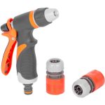 Elektromos kerti szivattyú, Strend Pro Garden MJP1000, szürke/fekete, 1000 W, 1,2 m kábel, maximális emelőmagasság: 44 m, 57 l/perc, tiszta és klóros vízhez, komplett készlet tömlőkkel és fúvókával