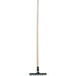 Kerti gereblye, Strend Pro Garden, fekete, 10 fogú, acél fej, fa nyél, 24,5 cm munkaszélesség, 160 cm nyél