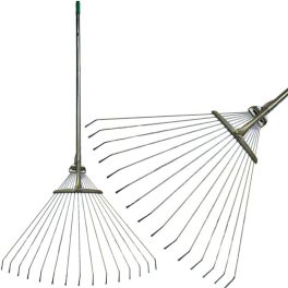   Lombseprű, gereblye, Strend Pro Garden, ezüst, acél fej, fém nyél, 19-45 cm munkaszélesség, 122–154 cm nyél, állítható szélesség, teleszkópos nyél