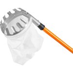 Gyümölcsszedő, Strend Pro Garden, narancssárga, teleszkópos nyél, 165–300 cm, alumínium nyél, vászonkosár