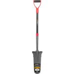 Ásó, Strend Pro Garden Prémium ErgoBULL, 115 cm, keskeny fej, szürke/fekete, acél fej, üvegszálas nyél, D markolat, fogazott él, vízelvezető kialakítás, csatornázó