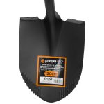 Ásó, Strend Pro Premium, 123 cm, hegyes fej, fekete-narancssárga, acél fej, üvegszálas nyél, D markolat, bordázott él, vízelvezető kialakítás