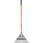 Lombseprű, gereblye, Strend Pro Garden, fekete/narancssárga, 24 fogú, acél fej, üvegszálas nyél, 58 cm munkaszélesség, 120 cm nyél