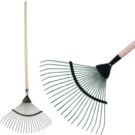   Lombseprű, gereblye, Strend Pro Garden, fekete, 22 fogú, acél fej, fa nyél, 42 cm munkaszélesség, 192 cm nyél