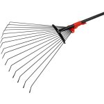 Lombseprű, gereblye, Strend Pro Garden R114, fekete/piros, 15 fogú, acél fej, fém nyél, 19-59 cm munkaszélesség, 79–160 cm nyél, állítható szélesség, teleszkópos nyél