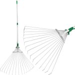 Lombseprű, gereblye, Strend Pro Garden, ezüst, 15 fogú, acél fej, alumínium nyél, 19-54 cm munkaszélesség, 78–158 cm nyél, állítható szélesség, teleszkópos nyél