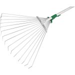 Lombseprű, gereblye, Strend Pro Garden, ezüst, 15 fogú, acél fej, alumínium nyél, 19-54 cm munkaszélesség, 78–158 cm nyél, állítható szélesség, teleszkópos nyél