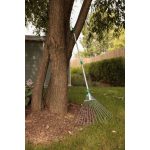 Lombseprű, gereblye, Strend Pro Garden, ezüst, 15 fogú, acél fej, alumínium nyél, 19-54 cm munkaszélesség, 78–158 cm nyél, állítható szélesség, teleszkópos nyél