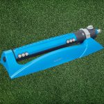 Kerti locsolófej, Aquacraft 280110 Prémium, kék, oszcilláló, 18 fúvóka, állítható áramlás, állítható szélesség, maximum 340 m2 öntözési terület