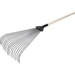 Lombseprű, gereblye, Strend Pro Garden, fekete, 18 fogú, acél fej, fa nyél, 22,5 cm munkaszélesség, 200 cm nyél