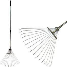   Lombseprű, gereblye, Strend Pro Garden R120, fekete/szürke, 15 fogú, acél fej, fém nyél, 19-45 cm munkaszélesség, 78–158 cm nyél, állítható szélesség, teleszkópos nyél